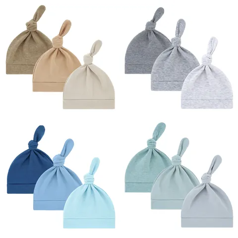 Neugeborenen Baumwolle Knoten Beanie Mütze Einlagig Atmungsaktiv Weich Baby Kappe Für Säuglinge Einfarbig Krankenhaus Beanie