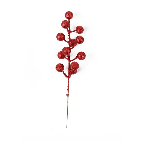 Tiges de Baies à Paillettes de Noël Branches de Baies en Mousse pour Décoration de Sapin de Noël Maison Fête Décor Floral