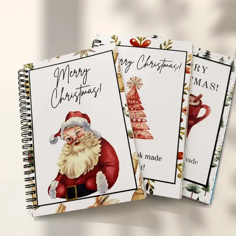 Libro de Tarjetas de Regalo de Navidad en Espiral de Papel para Adolescentes Cuaderno de Papá Noel Regalo de Navidad