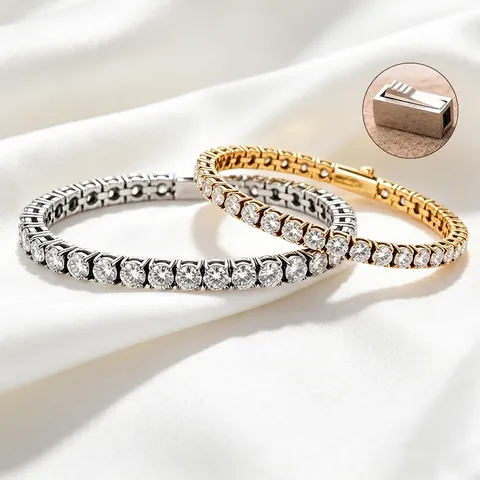 Bracelet Tennis Classique En Acier Inoxydable 316 Incrusté De Zircons Brillants Bijou De Luxe Élégant Pour Femmes