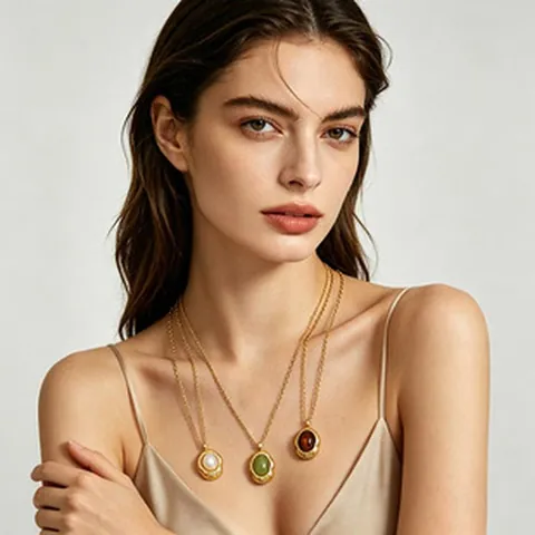 316 Roestvrij Stalen 14K Vergulde Halsketting Voor Vrouwen Vintage Onregelmatige Natuursteen Kunstmatige Parel Hanger Halsketting Sieraden