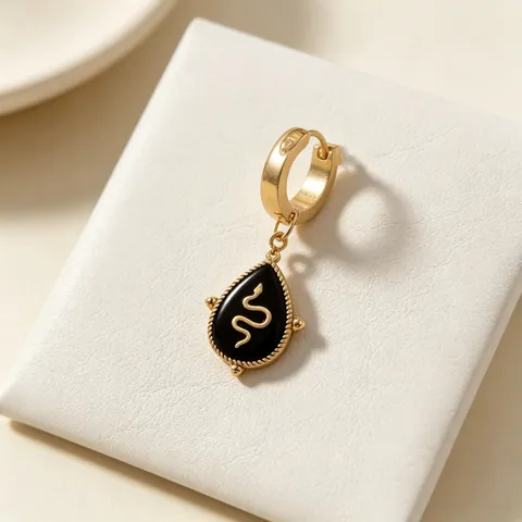 Stainless Steel Snake Pattern Drop Hoop Earrings For Women Western Vintage Black Enamel Drip Oil Animal Design Fashion Jewelry