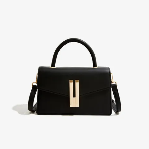 Damen PU Leder Kleine Quadratische Handtasche Mit Goldener Schließe Verstellbarem Schultergurt Minimalistische Umhängetasche