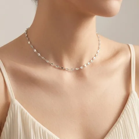 925 Sterling Silver Necklace Chain For Women Minimalist Box Cross Water Wave Starry Link Adjustable Choker Jewelry
