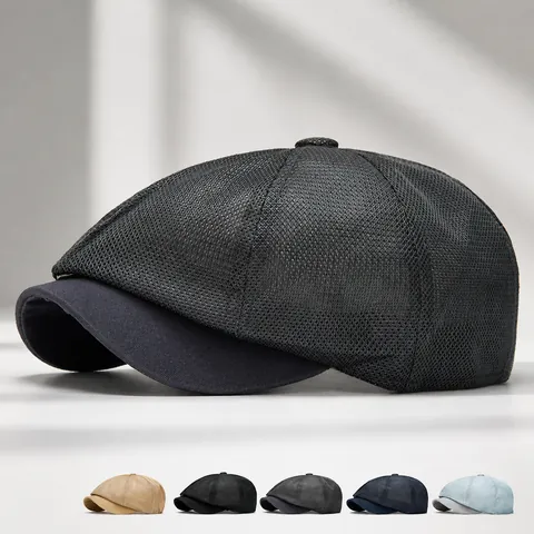 Gorra Newsboy Vintage Para Hombre Malla Transpirable Ajustable Sombrero De Sol Retro Británico