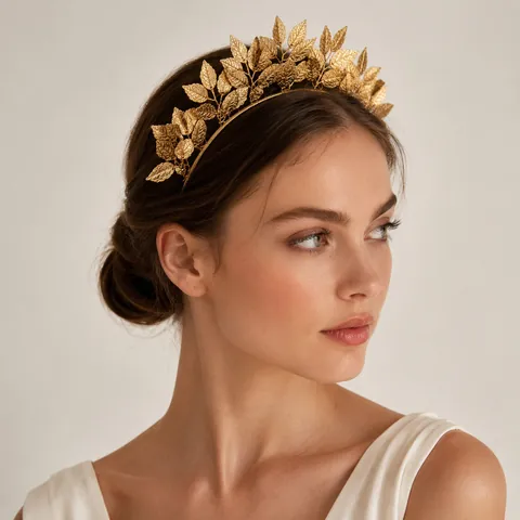 Bruidskroon Hoofdband Handgemaakte Gouden Legering Blad Barok Bos Stijl Bruiloft Haaraccessoires Voor Dames