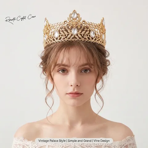 Barokke Vintage Koningskroon Voor Feest Prom Goud Zilver Legering Strass Koninklijke Holle Haaraccessoires Bruiloft Koningin Sieraden