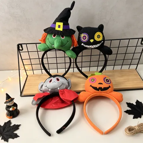 Halloween Cartoon Plush Headband Witch Pumpkin Vampire Black Cat Styles Party Hair Accessories For Festival Costume Props