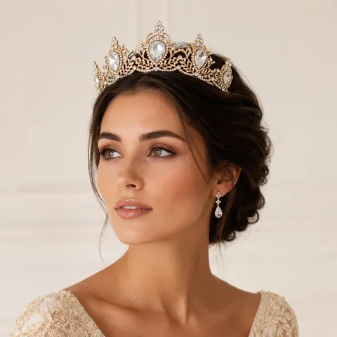 Barok Luxe Legering Strass Bruiloft Kroon Voor Vrouwen Vintage Royal Bruids Tiara Optocht Feest Haar Sieraden Accessoires