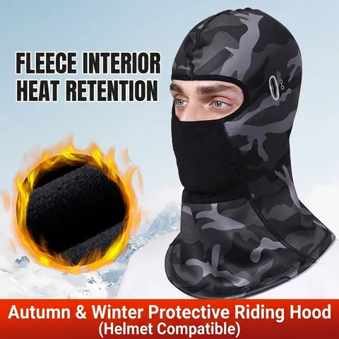 Fleece Thermal Balaclava Face Mask Windproof Breathable Outdoor Cycling Skiing Motorcycle Headwear With Glasses Hole