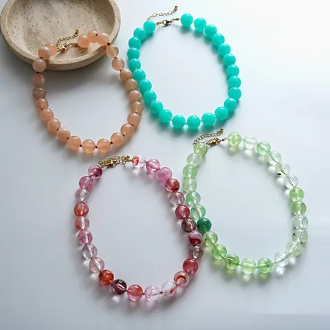 Fashion Exaggerated Acrylic Beaded Necklace Geometric Marble Texture Clasp Choker Necklace For Women Party Jewelry