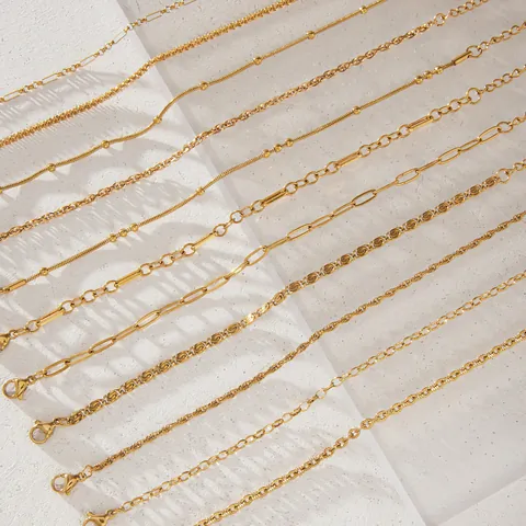 Pulsera de Cadena de Acero Inoxidable Bañada en Oro Minimalista para Mujer Joyería Elegante Geométrica Apilable Regalo