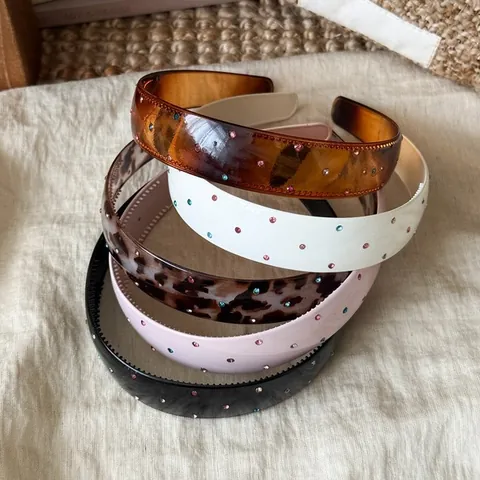 Bandeau Large en Strass Colorés Style Coréen Serre-Tête en Acrylique Rétro Français Accessoires Cheveux pour Femmes