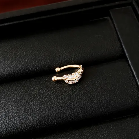 INS Style Copper Zirconia Star Ear Cuffs For Women Gold Silver Plated Non Pierced Feather Design Cartilage Earrings Jewelry
