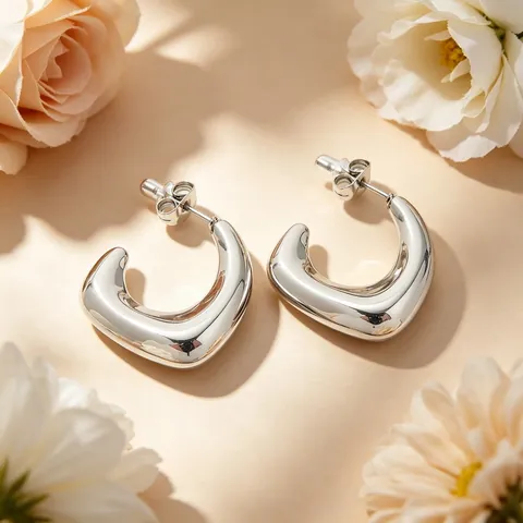 Boucles d'Oreilles Créoles en Forme de U en Acier Inoxydable pour Femmes Minimaliste Géométrique Poli Bijoux Rétro