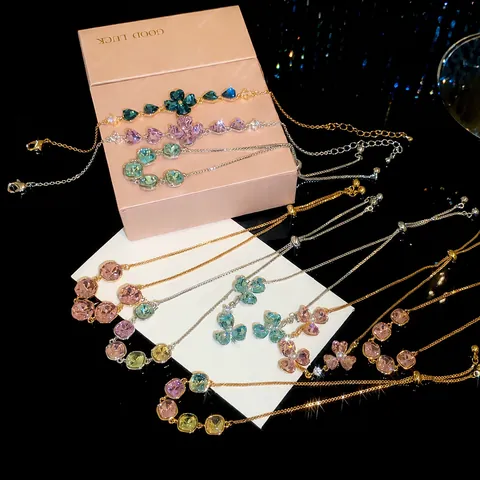 18K Gold Plated Zirconia Artificial Pearl Bracelet For Women Sparkling Niche Design Minimalist Adjustable Flower Geometric Wrist Jewelry Gift