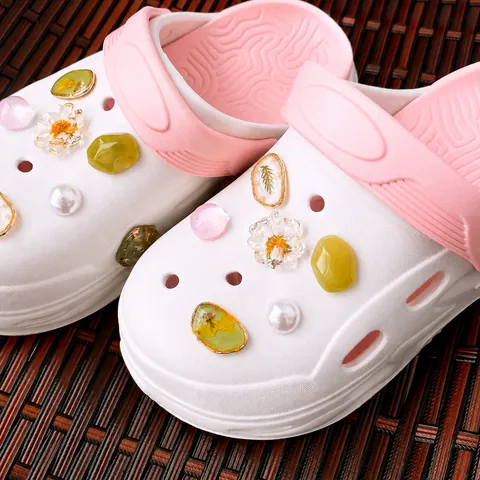 Mode Hars Schelp Eeuwige Bloem Kunstparel Geometrische Schoenbedeltjes Voor Clogs DIY Minimalistische Schoenaccessoires Voor Dames