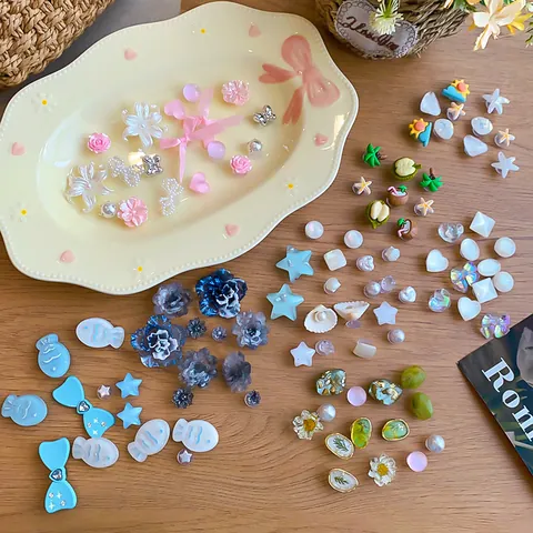 Small Fresh Resin Star Flower DIY Accessories Exquisite Elegant Design Handcrafted Decorative Charms For Shoes Hair Phone Case Women Girls