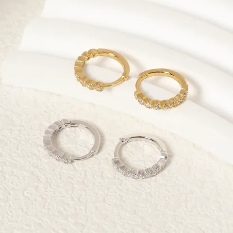 925 Sterling Silber Huggie Creolen Für Damen Herren Zirkonia Eingelegt Vergoldet Minimalist Rund Kreis Schmuck