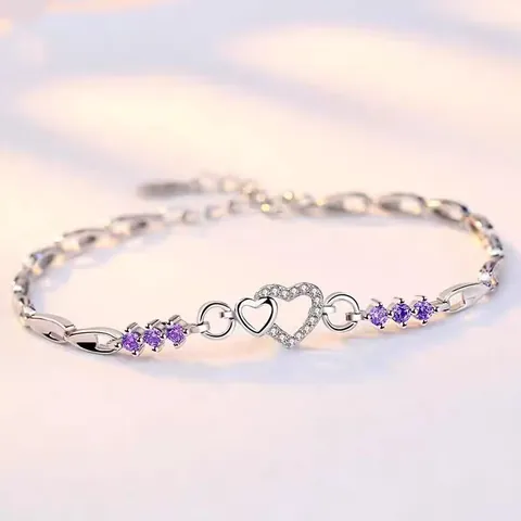 S925 Silver Interlocking Heart Bracelet For Women Korean Style Hollow Heart Shape Inlaid Rhinestone Light Luxury Fashion Jewelry