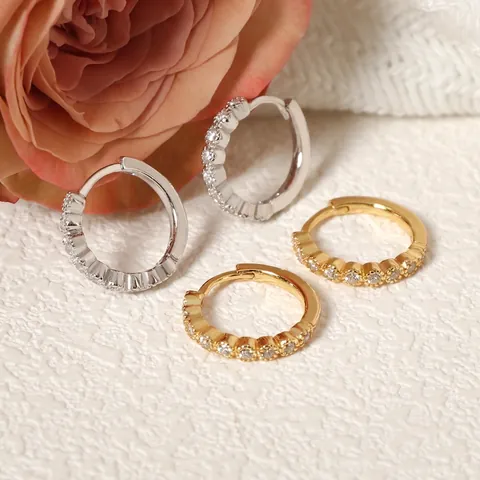 925 Sterling Silber Huggie Creolen Für Damen Herren Zirkonia Eingelegt Vergoldet Minimalist Rund Kreis Schmuck