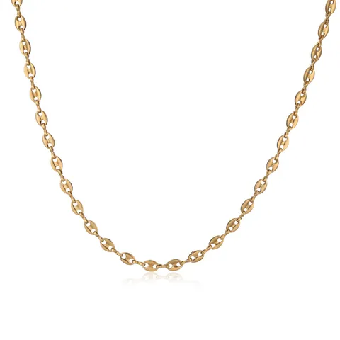 Stainless Steel Coffee Bean Link Necklace Bracelet Set For Women Hip Hop Punk Zirconia Heart Evil Eye Pendant Jewelry