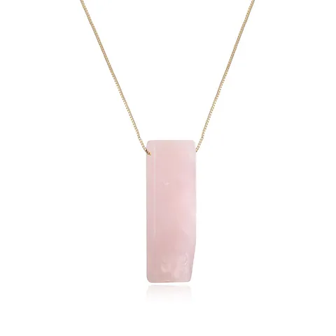 Handmade Natural Amethyst Rose Quartz Pendant Necklace Copper Wire Wrapped Rectangle Mushroom Crystal Stone Jewelry Women