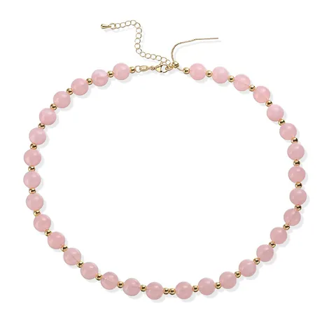 Collier de Perles Acryliques de Couleur Contrastée pour Femmes Chaîne en Cuivre Minimaliste Bijoux Faits à la Main