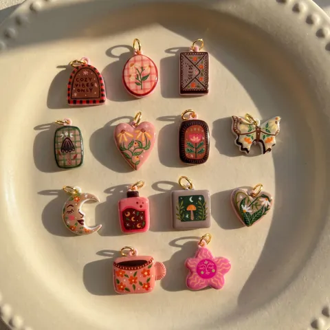Vintage Artistic Shoe Charms Pendants Butterfly Mushroom Floral Heart Moon Star Cute Decorative Metal Accessories For DIY Clogs Sneakers