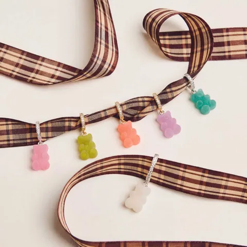 Cartoon Gummy Bear Shoe Charms Stainless Steel Resin Charm Pendant With Rhinestone Clasp DIY Jewelry Accessories For Shoes Bags