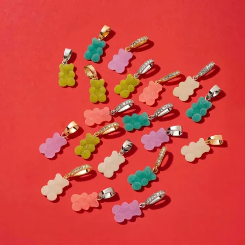 Cartoon Gummy Bear Shoe Charms Stainless Steel Resin Charm Pendant With Rhinestone Clasp DIY Jewelry Accessories For Shoes Bags