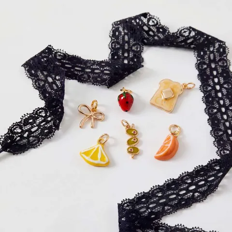 Enamel Food Fruit Pendant Gold Plated Copper Rhinestone Shoe Charms Jewelry Making DIY Findings For Women Girls Accessory