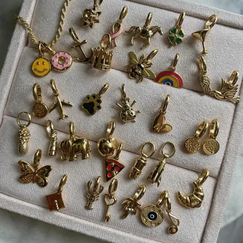 Stainless Steel Gold Plated DIY Charms Pendants Enamel Smiley Face Butterfly Rainbow Jewelry Accessories For Necklace Bracelet Making