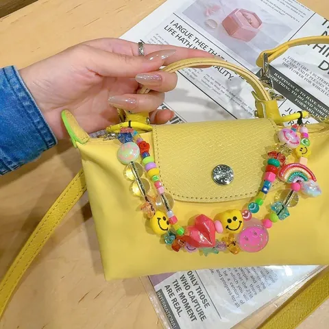 Colgante para Bolso Y2K Lindo con Cuentas de Colores Acrílico Cara Sonriente Corazón Arcoíris Cordón para Teléfono Accesorio DIY para Mujeres Niñas