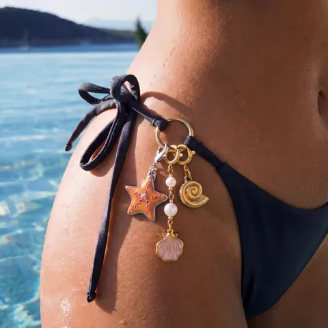 Fashion Marine Element Copper Charms Artificial Pearl Rhinestone Starfish Conch Shell Pendants For Bikini Beach Vacation Jewelry Decoration