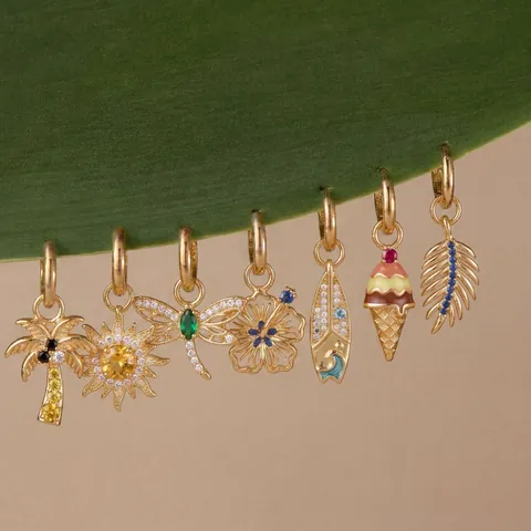 Collana con Ciondolo in Acciaio Inossidabile Placcato Oro Strass Sole Farfalla Palma Cuore Gioielli Vacanza Estiva Donna