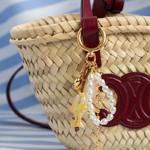 Luxury Koi Fish Artificial Pearl Bag Charm For Women Electroplated Alloy Braided Design Handbag Keychain Pendant Accessories