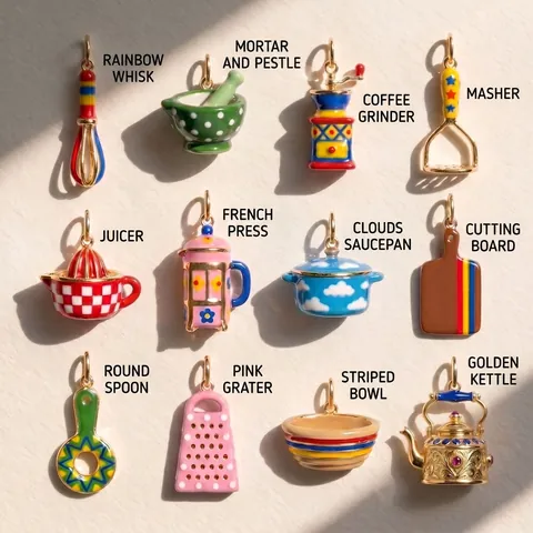 Miniatur Küchenutensilien Anhänger Halskette 316 Edelstahl Emaille Schneebesen Teekanne Kaffeemaschine Tropföl DIY Schmuck Für Damen