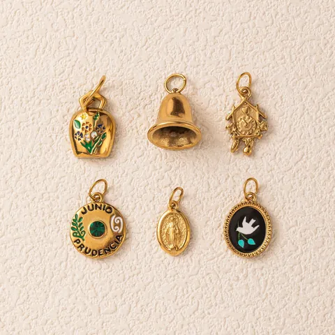 Vintage Stainless Steel Pendant Necklace Enamel Painting Color Retention Jewelry DIY Rhinestone Artificial Pearl Necklace For Women
