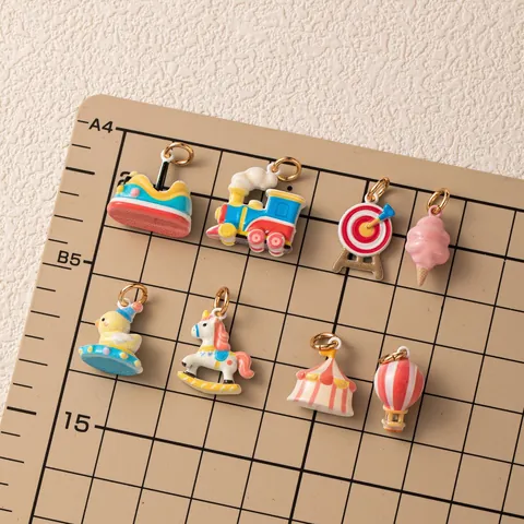 DIY Pretpark Thema Hangers Emaille Kleurrijke Carrousel Reuzenrad Botsauto Charms Koper Verguld Sieraden Maken Accessoires Voor Kettingen Armbanden