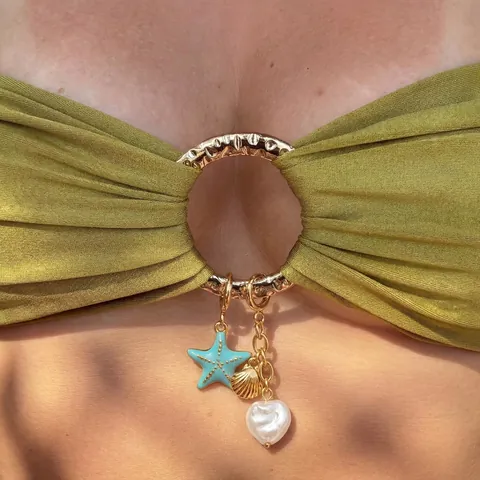 Roestvrijstalen Bikini Sieraden Accessoires Zeeresort Stijl Vergulde Zeester Schelp Hart Bedeltjes Voor DIY Badmode Decoratieve Strass Kunstparel Ornamenten