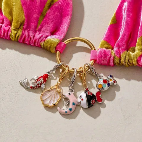 Ozean Thema Bikini Charms Anhänger Bunte Emaille Fisch Hummer Muschel Schmuckzubehör Mit Künstlicher Perle Strass Für Damen Sommerurlaub