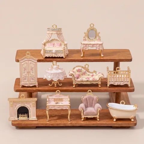 Edelstahl Rosa Gold Mini Möbel Anhänger Halskette Für Damen Süßes Sofa Frisiertisch Prinzessin Schmuck Geschenk