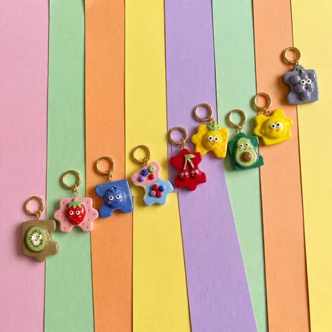 Cartoon Fruit Puzzle Pendant Drip Oil Copper Necklace DIY Jewelry Accessory Multicolor Dopamine Style Charms For Women