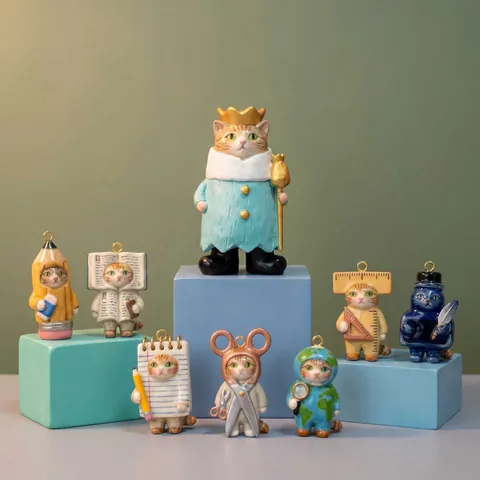 Cartoon Cat Mathematical School Theme Enamel Pendants For Jewelry Making Copper Animal Charms For DIY Necklace Bracelet Accessory
