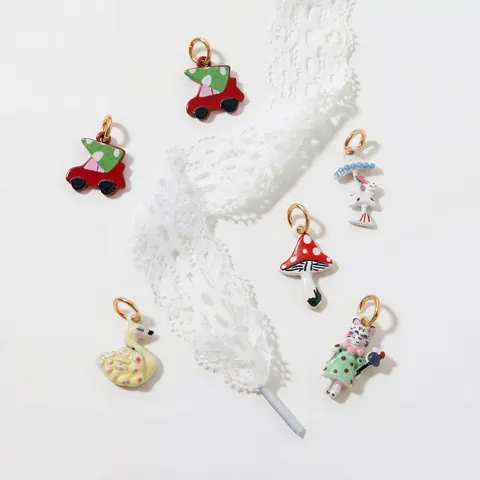 Ciondoli Fai da Te Cartone Animato Animale Fungo in Rame Chiusura a Moschettone Accessori Creazione Gioielli Decorazioni Scarpe