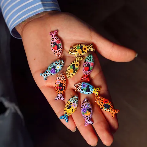 Creative Copper Fish Pattern Pendant Cute Kitten Fruit Leopard Print DIY Jewelry Making Charm For Necklace For Women