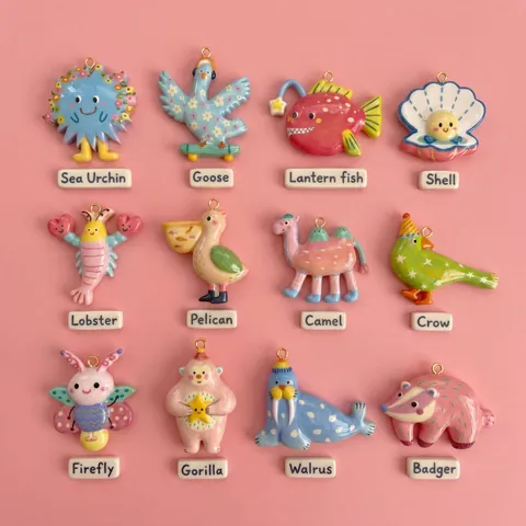 Colorful Cartoon Animal Ocean Fish Lobster Bird Parrot Pendant Copper Gold Plated Enamel DIY Jewelry Accessories For Women