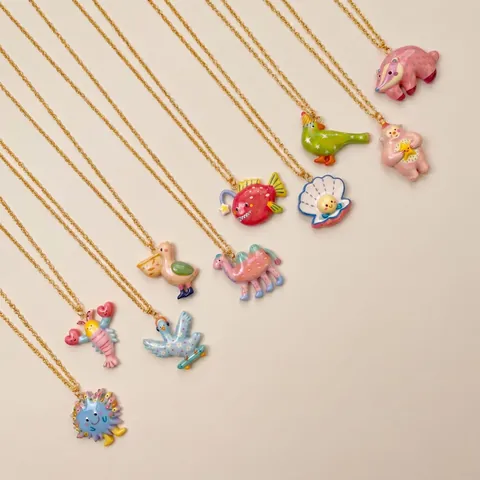 Colorful Cartoon Animal Ocean Fish Lobster Bird Parrot Pendant Copper Gold Plated Enamel DIY Jewelry Accessories For Women