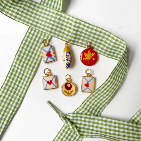 DIY Shoe Charms Copper Enamel Pendants Printed Heart Star Envelope Butterfly Floral Fish For Sneakers Jewelry Accessories
